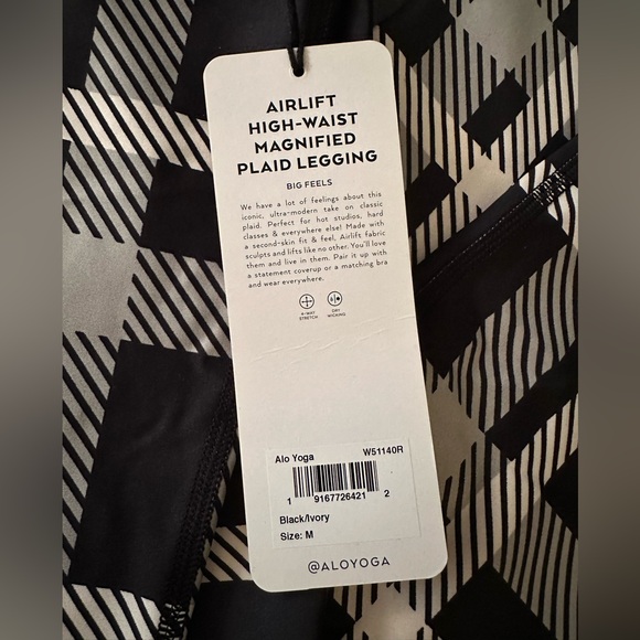 ALO Yoga Black and Ivory Plaid Leggings - Picture 2 of 2